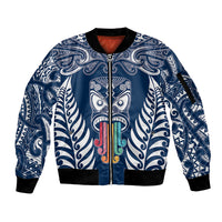 personalised-kia-kaha-te-reo-maori-sleeve-zip-bomber-jacket-hei-tiki-mix-koru-navy-blue