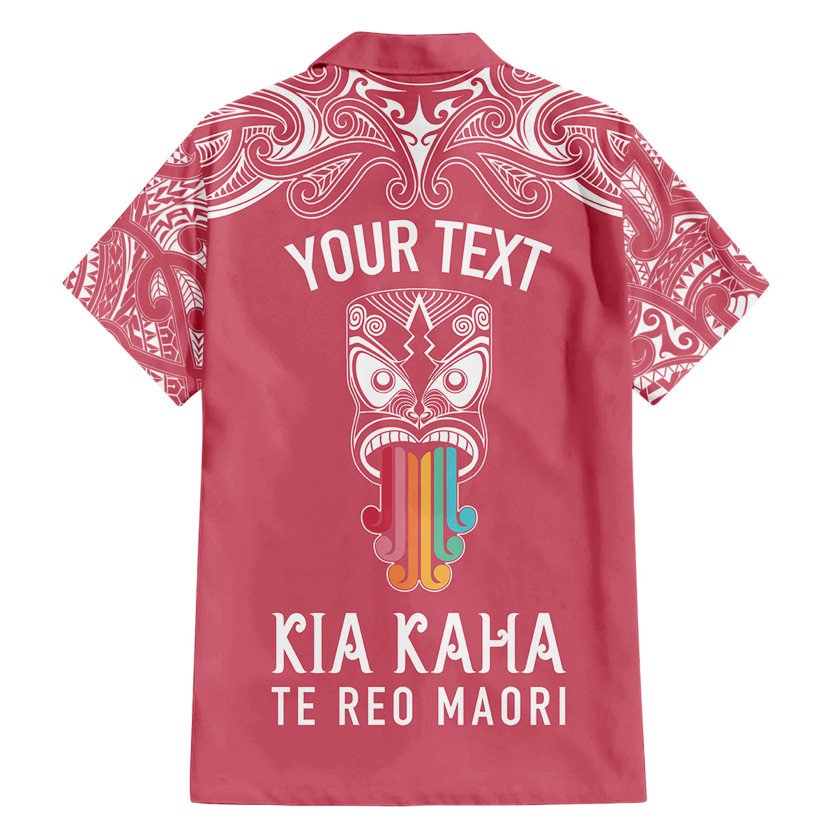 Personalised Kia Kaha Te Reo Maori Family Matching Summer Maxi Dress and Hawaiian Shirt Hei Tiki Mix Koru - Pink LT7 - Polynesian Pride