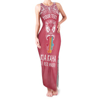 Personalised Kia Kaha Te Reo Maori Family Matching Tank Maxi Dress and Hawaiian Shirt Hei Tiki Mix Koru - Pink LT7 Mom's Dress Pink - Polynesian Pride