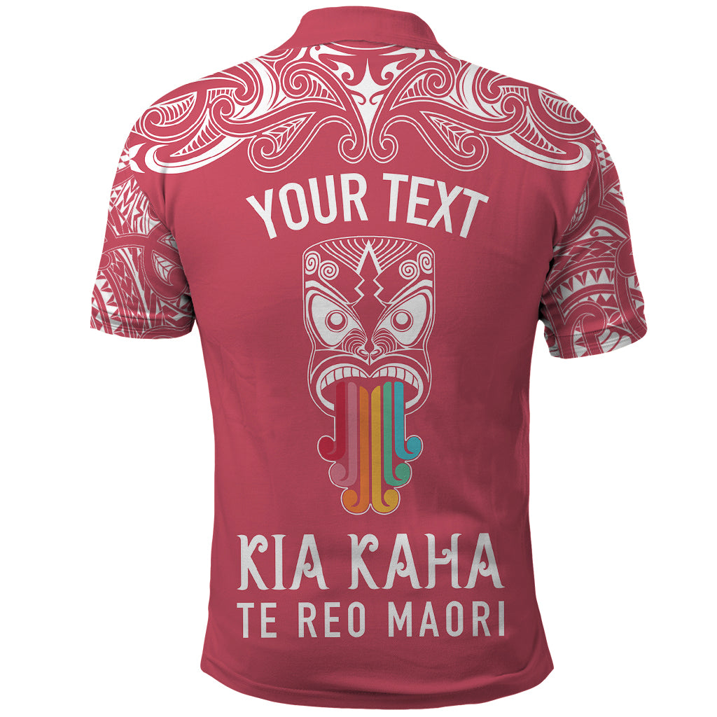 Personalised Kia Kaha Te Reo Maori Polo Shirt Hei Tiki Mix Koru - Pink LT7 - Polynesian Pride