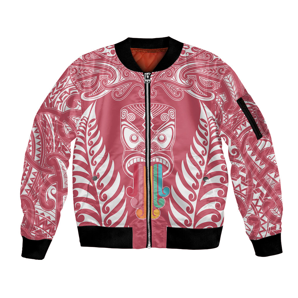 personalised-kia-kaha-te-reo-maori-sleeve-zip-bomber-jacket-hei-tiki-mix-koru-pink