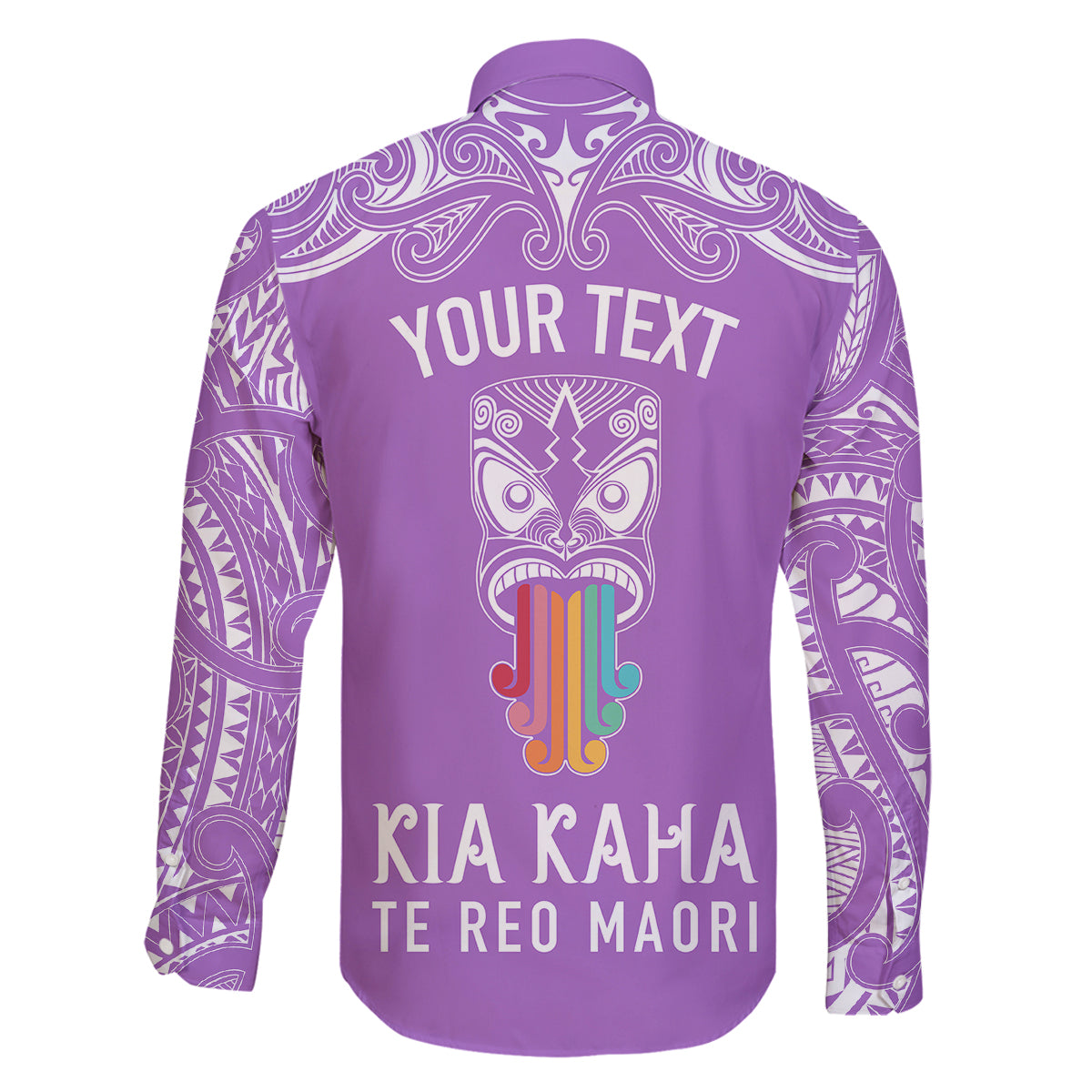 Personalised Kia Kaha Te Reo Maori Family Matching Off Shoulder Maxi Dress and Hawaiian Shirt Hei Tiki Mix Koru - Purple LT7 - Polynesian Pride