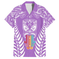 Personalised Kia Kaha Te Reo Maori Family Matching Tank Maxi Dress and Hawaiian Shirt Hei Tiki Mix Koru - Purple LT7 Dad's Shirt - Short Sleeve Purple - Polynesian Pride