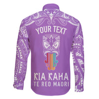 Personalised Kia Kaha Te Reo Maori Family Matching Tank Maxi Dress and Hawaiian Shirt Hei Tiki Mix Koru - Purple LT7 - Polynesian Pride