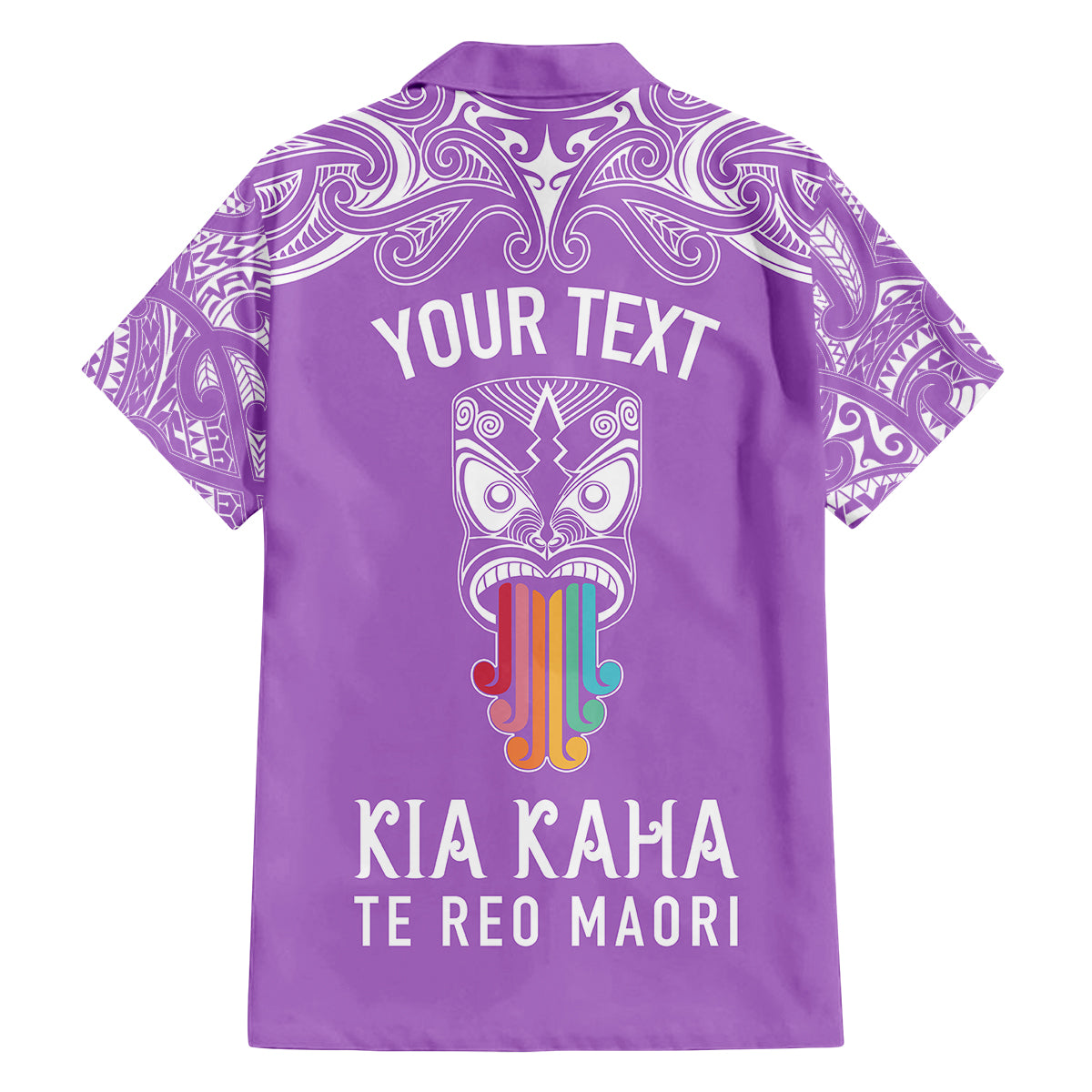 Personalised Kia Kaha Te Reo Maori Kid Hawaiian Shirt Hei Tiki Mix Koru - Purple LT7 - Polynesian Pride