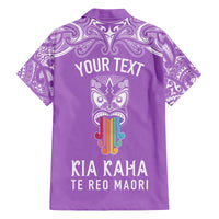 Personalised Kia Kaha Te Reo Maori Kid Hawaiian Shirt Hei Tiki Mix Koru - Purple LT7 - Polynesian Pride