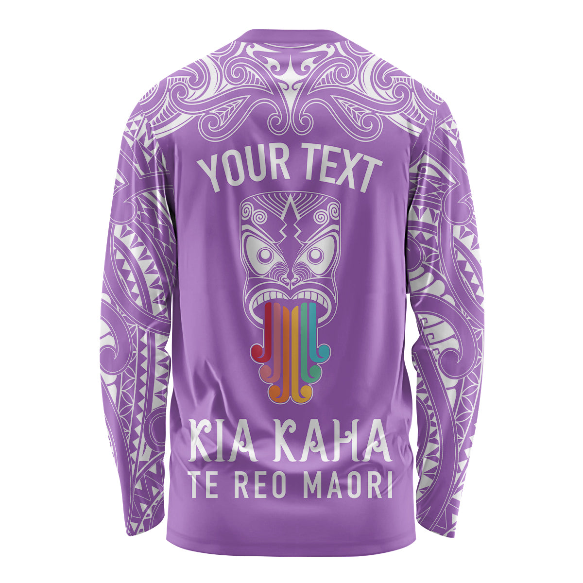 Personalised Kia Kaha Te Reo Maori Long Sleeve Shirt Hei Tiki Mix Koru - Purple LT7 - Polynesian Pride