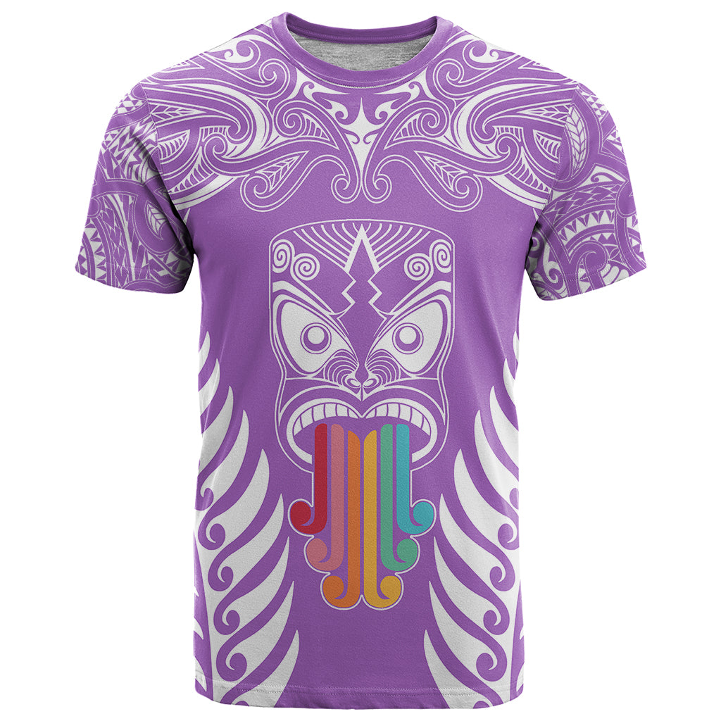 Personalised Kia Kaha Te Reo Maori T Shirt Hei Tiki Mix Koru - Purple LT7 Purple - Polynesian Pride