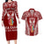 personalised-kia-kaha-te-reo-maori-couples-matching-long-sleeve-bodycon-dress-and-hawaiian-shirt-hei-tiki-mix-koru-red