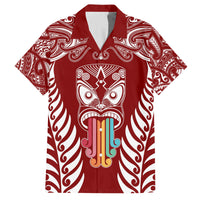 Personalised Kia Kaha Te Reo Maori Family Matching Puletasi Dress and Hawaiian Shirt Hei Tiki Mix Koru - Red LT7 Dad's Shirt - Short Sleeve Red - Polynesian Pride