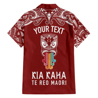 Personalised Kia Kaha Te Reo Maori Family Matching Summer Maxi Dress and Hawaiian Shirt Hei Tiki Mix Koru - Red LT7 - Polynesian Pride