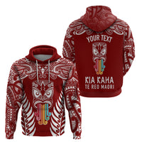 Personalised Kia Kaha Te Reo Maori Hoodie Hei Tiki Mix Koru - Red LT7 - Polynesian Pride