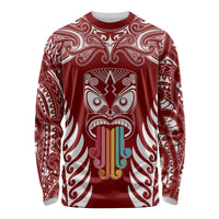 Personalised Kia Kaha Te Reo Maori Long Sleeve Shirt Hei Tiki Mix Koru - Red LT7 Unisex Red - Polynesian Pride