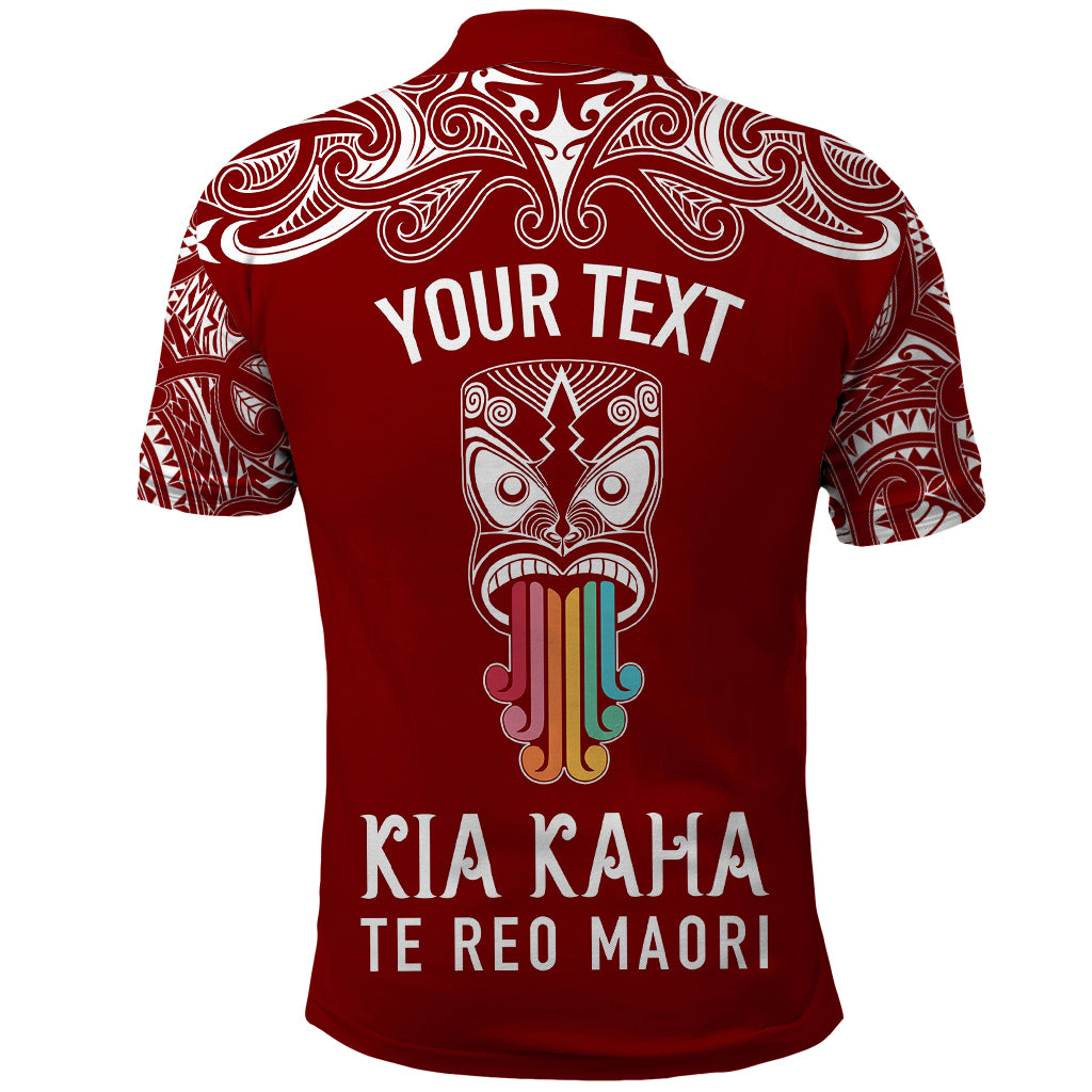Personalised Kia Kaha Te Reo Maori Polo Shirt Hei Tiki Mix Koru - Red LT7 - Polynesian Pride