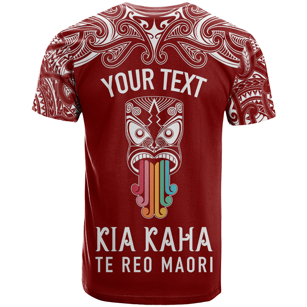 Personalised Kia Kaha Te Reo Maori T Shirt Hei Tiki Mix Koru - Red LT7 - Polynesian Pride