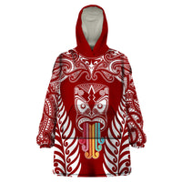 personalised-kia-kaha-te-reo-maori-wearable-blanket-hoodie-hei-tiki-mix-koru-red
