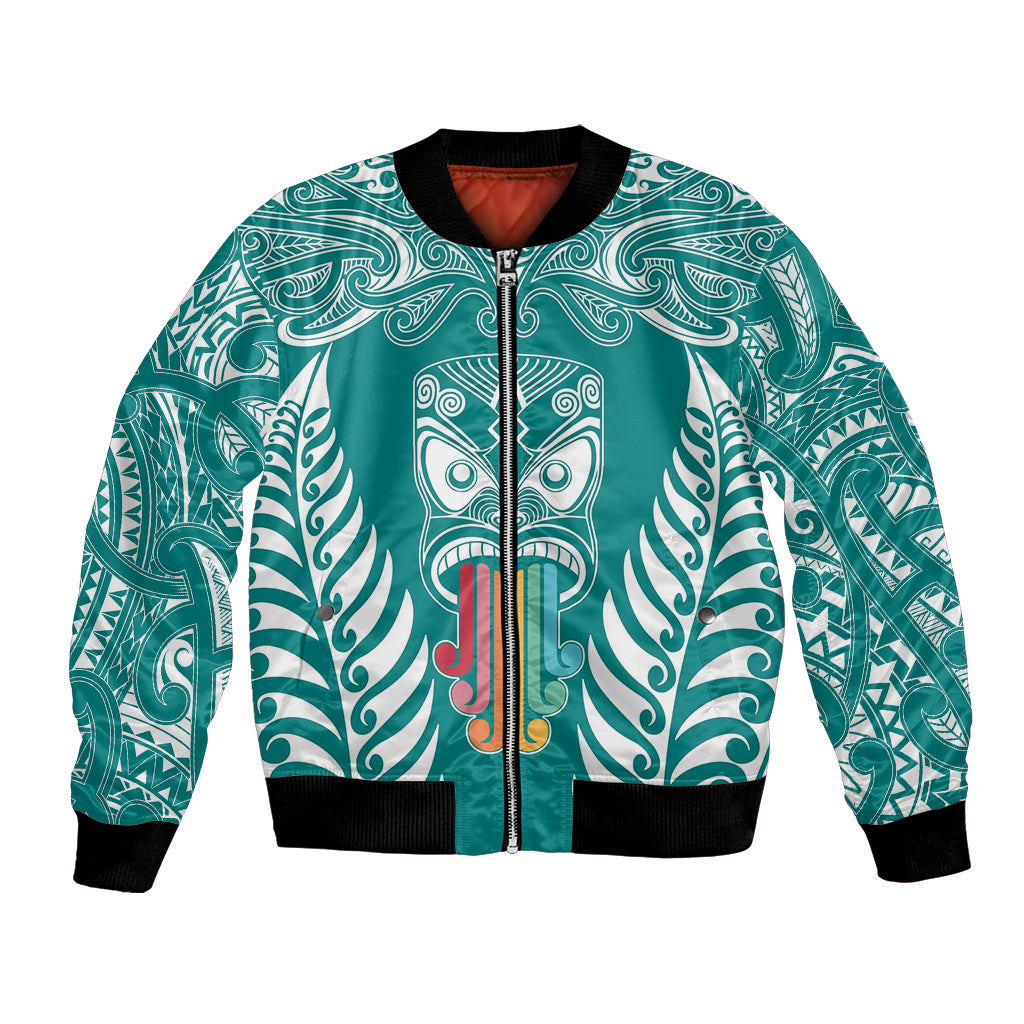 personalised-kia-kaha-te-reo-maori-bomber-jacket-hei-tiki-mix-koru-teal