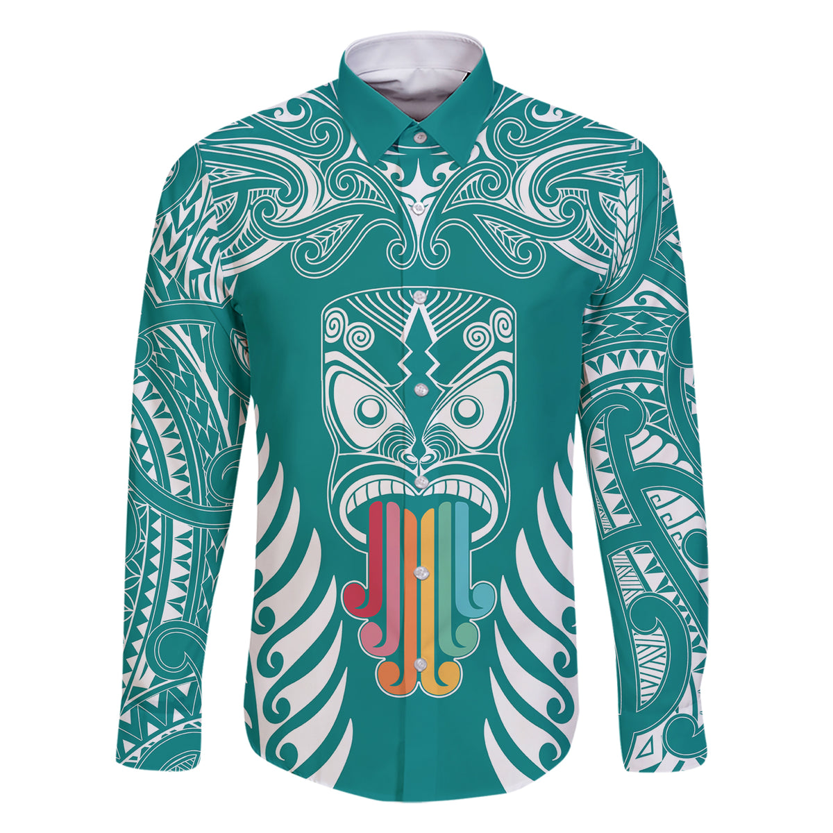 personalised-kia-kaha-te-reo-maori-family-matching-short-sleeve-bodycon-dress-and-hawaiian-shirt-hei-tiki-mix-koru-teal