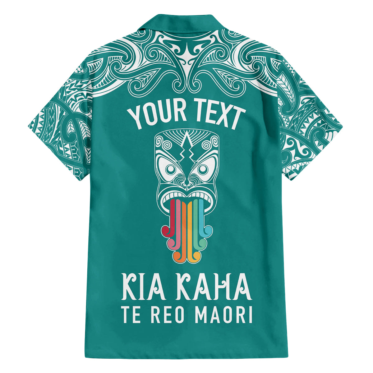 Personalised Kia Kaha Te Reo Maori Family Matching Summer Maxi Dress and Hawaiian Shirt Hei Tiki Mix Koru - Teal LT7 - Polynesian Pride