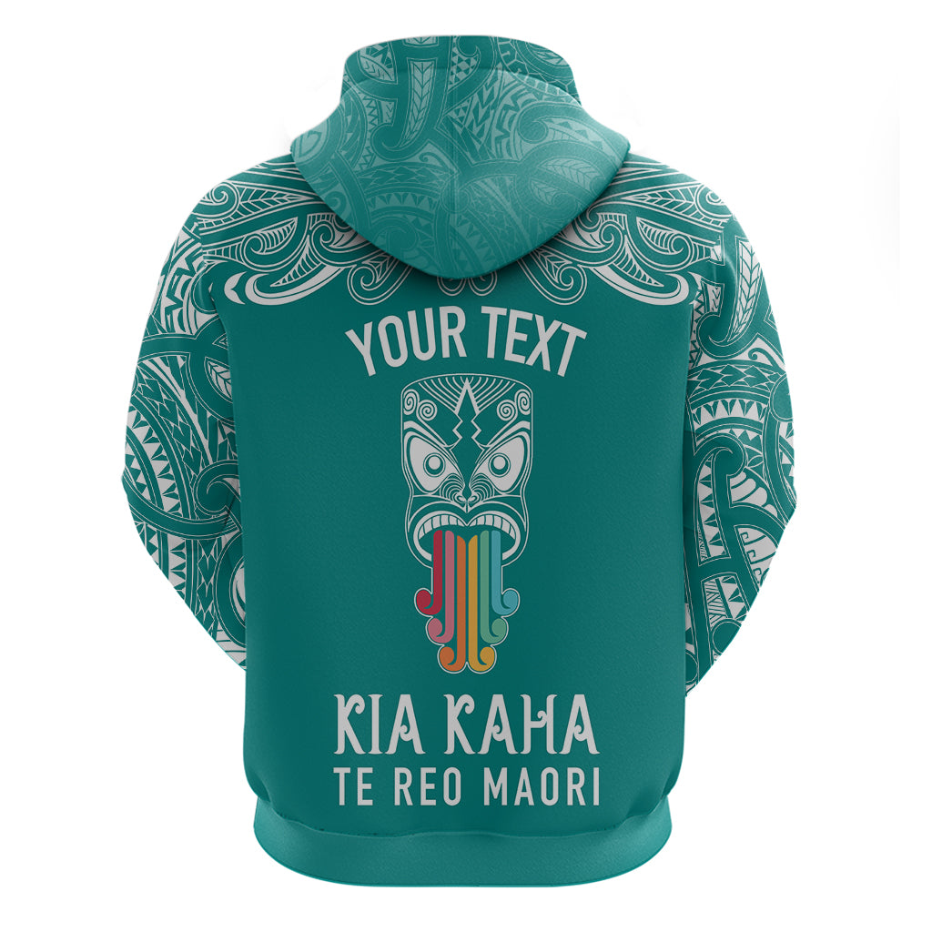 Personalised Kia Kaha Te Reo Maori Hoodie Hei Tiki Mix Koru - Teal LT7 - Polynesian Pride
