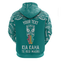 Personalised Kia Kaha Te Reo Maori Hoodie Hei Tiki Mix Koru - Teal LT7 - Polynesian Pride