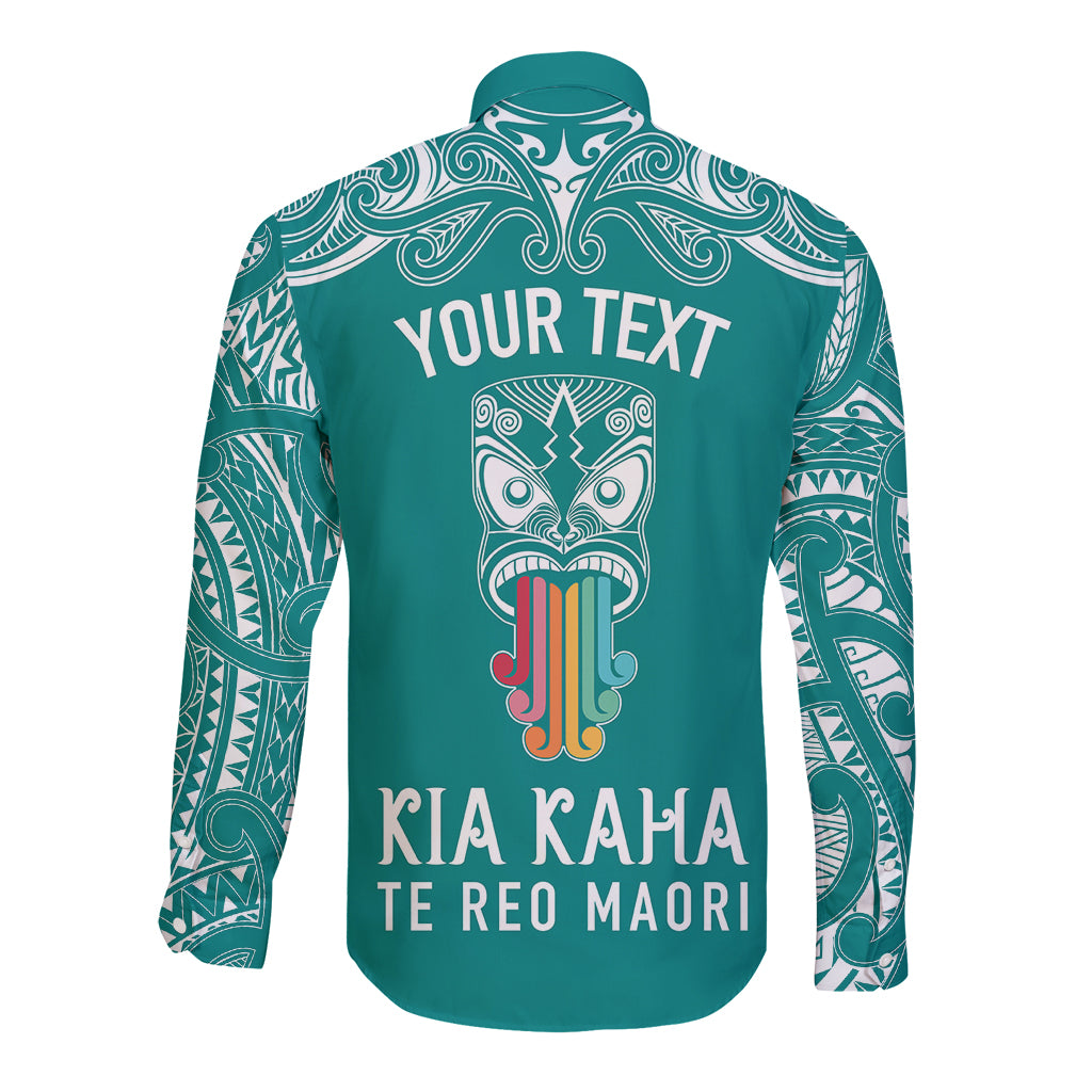 personalised-kia-kaha-te-reo-maori-long-sleeve-button-shirt-hei-tiki-mix-koru-teal