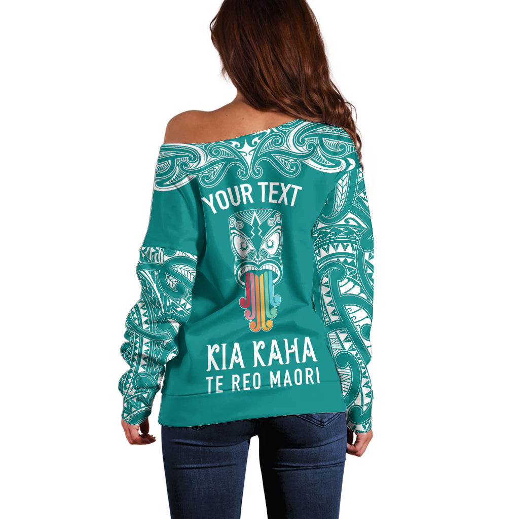 personalised-kia-kaha-te-reo-maori-off-shoulder-sweater-hei-tiki-mix-koru-teal
