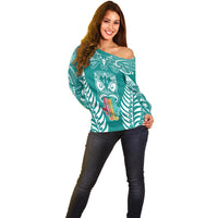 personalised-kia-kaha-te-reo-maori-off-shoulder-sweater-hei-tiki-mix-koru-teal
