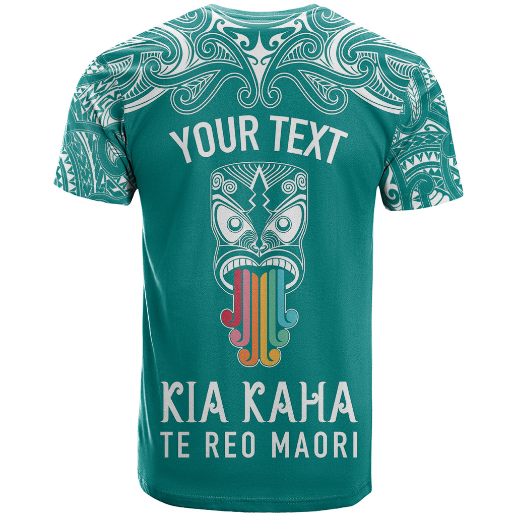 Personalised Kia Kaha Te Reo Maori T Shirt Hei Tiki Mix Koru - Teal LT7 - Polynesian Pride