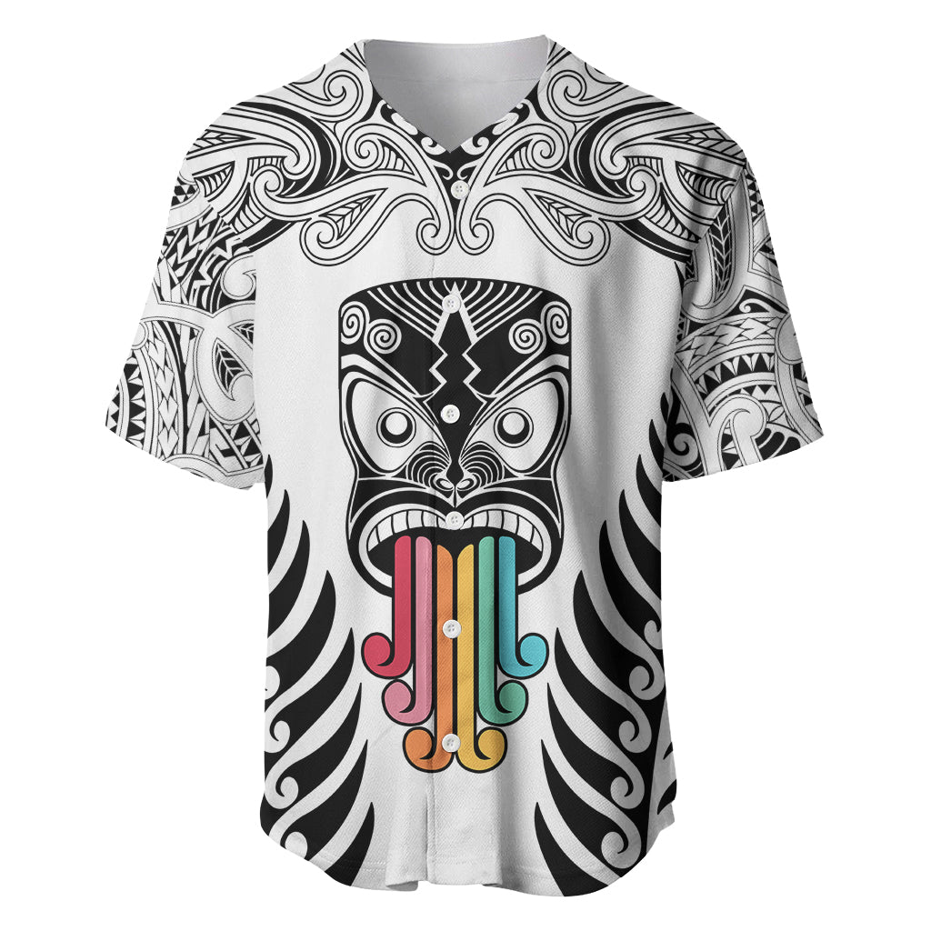 Personalised Kia Kaha Te Reo Maori Baseball Jersey Hei Tiki Mix Koru - White LT7 White - Polynesian Pride