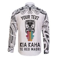 Personalised Kia Kaha Te Reo Maori Family Matching Puletasi Dress and Hawaiian Shirt Hei Tiki Mix Koru - White LT7 - Polynesian Pride