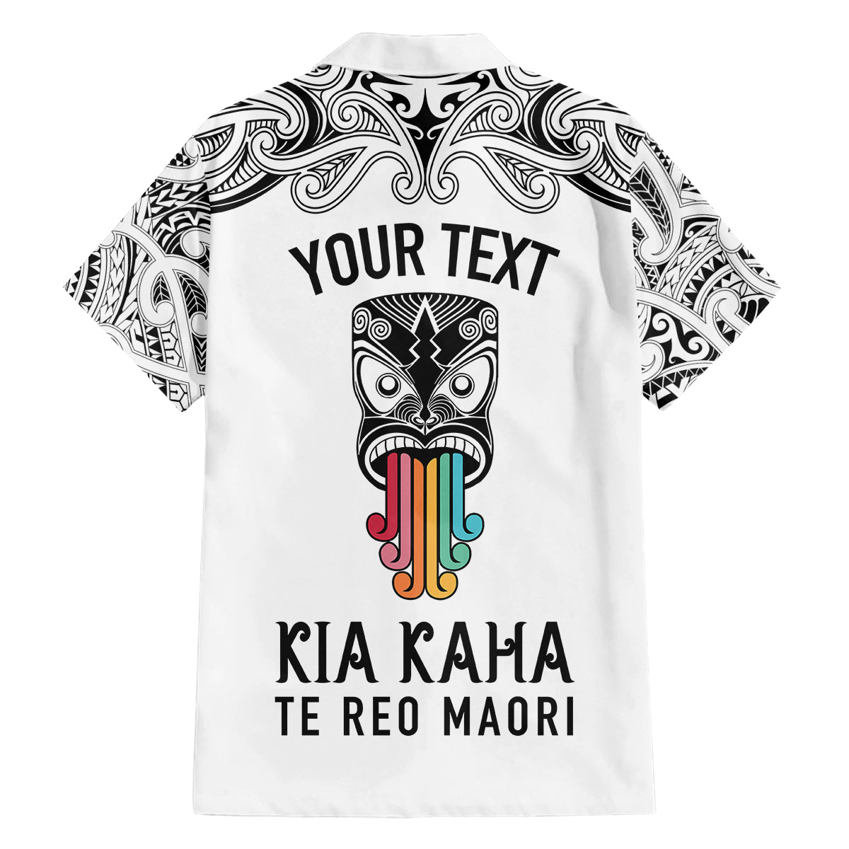 Personalised Kia Kaha Te Reo Maori Family Matching Tank Maxi Dress and Hawaiian Shirt Hei Tiki Mix Koru - White LT7 - Polynesian Pride