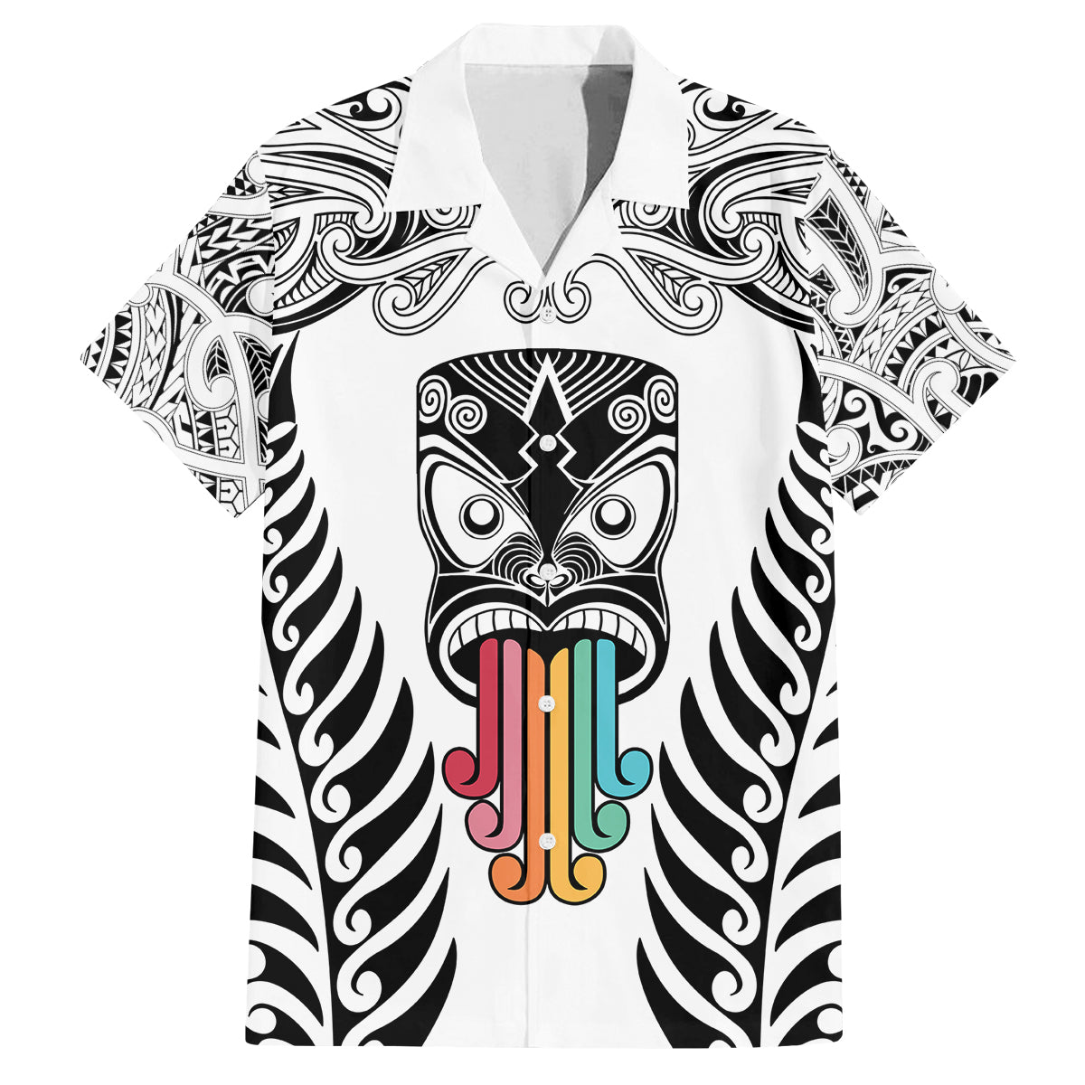 Personalised Kia Kaha Te Reo Maori Kid Hawaiian Shirt Hei Tiki Mix Koru - White LT7 Kid White - Polynesian Pride