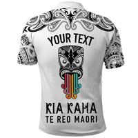 Personalised Kia Kaha Te Reo Maori Polo Shirt Hei Tiki Mix Koru - White LT7 - Polynesian Pride