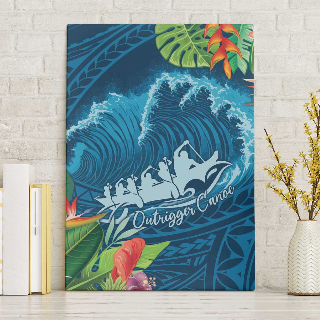 Outrigger Canoe Blue Canvas Wall Art On The Waves