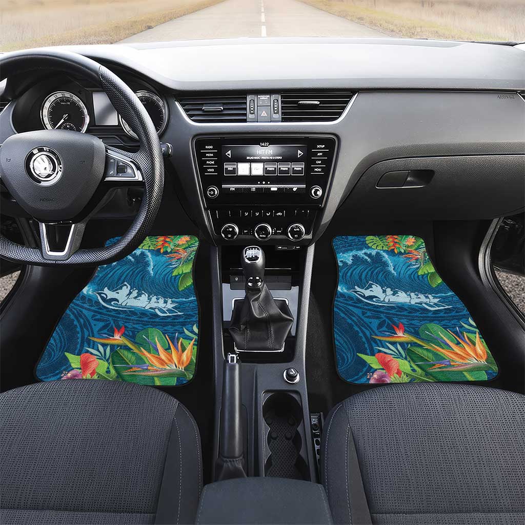 Outrigger Canoe Blue Car Mats On The Waves