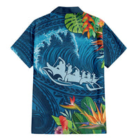 Outrigger Canoe Blue Family Matching Mermaid Dress and Hawaiian Shirt On The Waves LT7 - Polynesian Pride