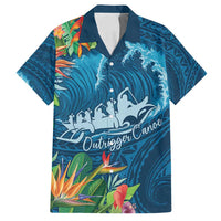 Outrigger Canoe Blue Family Matching Tank Maxi Dress and Hawaiian Shirt On The Waves LT7 Dad's Shirt - Short Sleeve Blue - Polynesian Pride