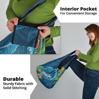 Outrigger Canoe Blue Grocery Bag On The Waves