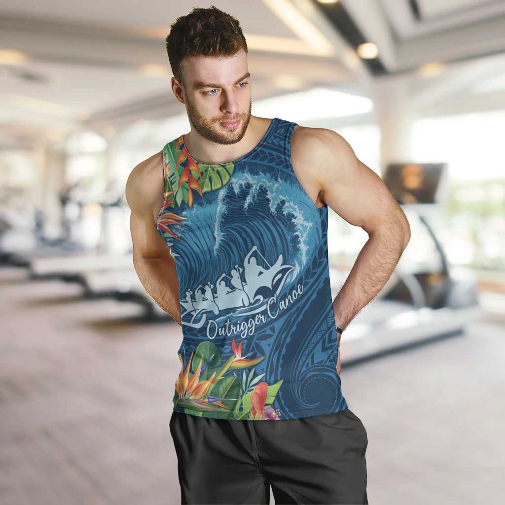 Outrigger Canoe Blue Men Tank Top On The Waves LT7 Blue - Polynesian Pride