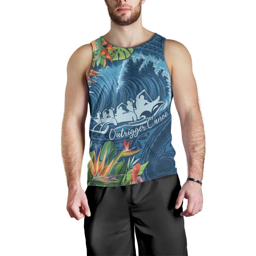 Outrigger Canoe Blue Men Tank Top On The Waves LT7 - Polynesian Pride