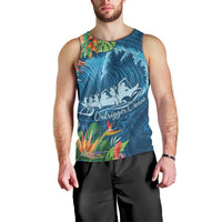 Outrigger Canoe Blue Men Tank Top On The Waves LT7 - Polynesian Pride