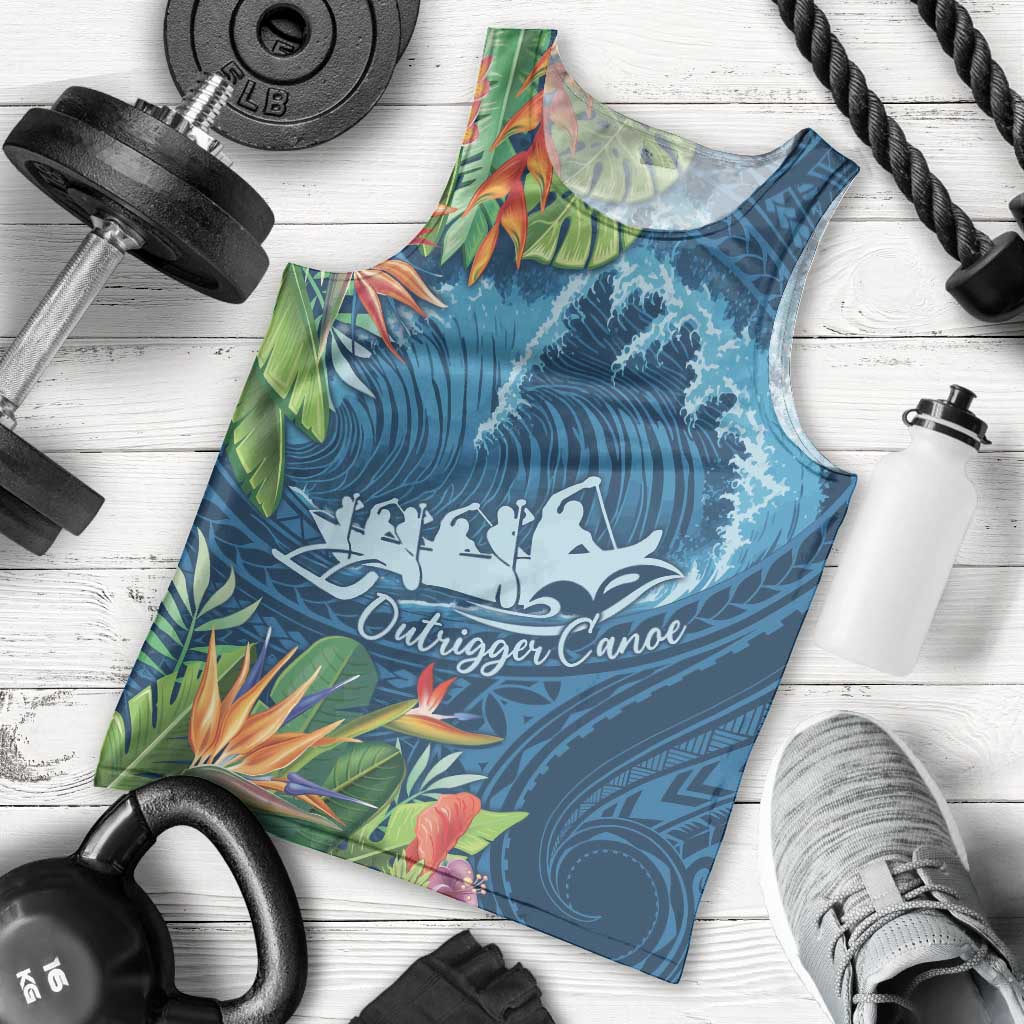 Outrigger Canoe Blue Men Tank Top On The Waves LT7 - Polynesian Pride