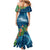 Outrigger Canoe Blue Mermaid Dress On The Waves