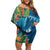 Outrigger Canoe Blue Off Shoulder Short Dress On The Waves