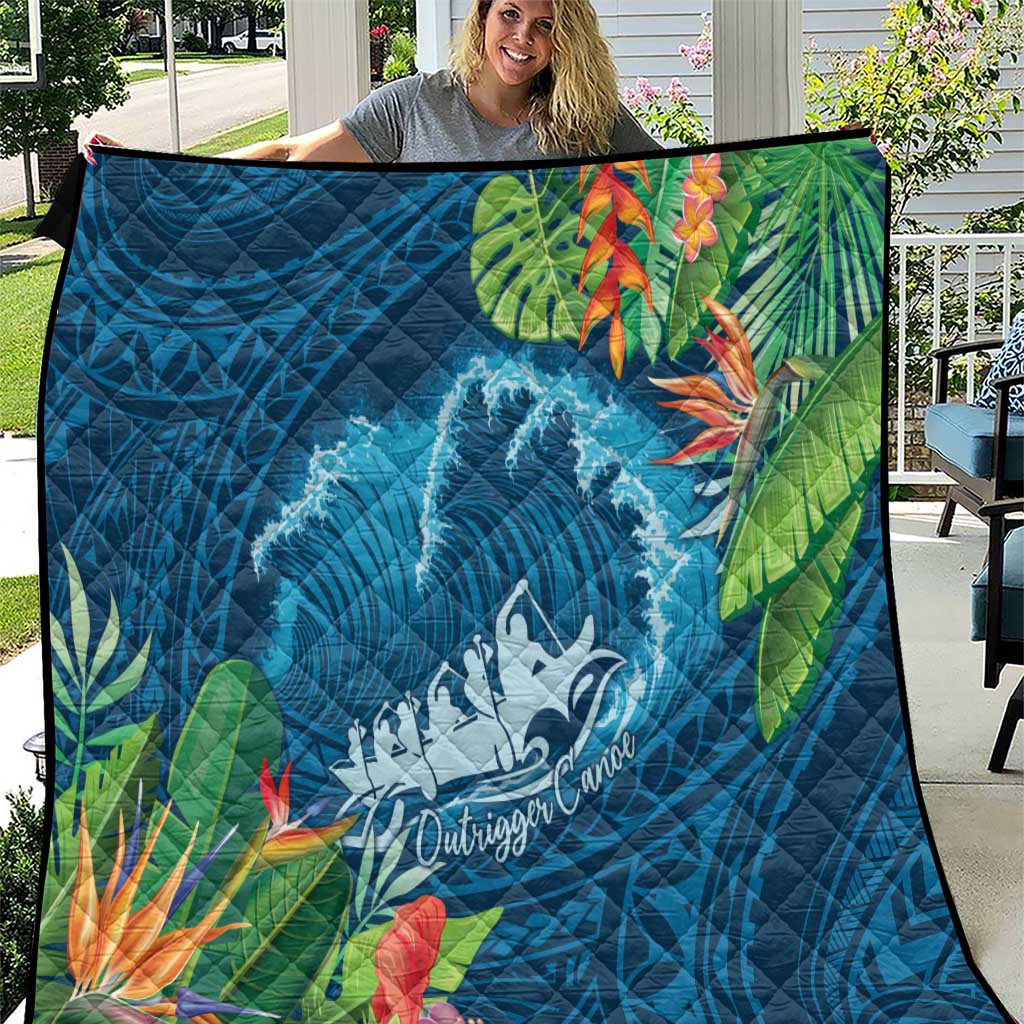 Outrigger Canoe Blue Quilt On The Waves LT7 Blue - Polynesian Pride