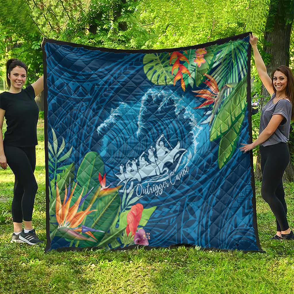 Outrigger Canoe Blue Quilt On The Waves LT7 - Polynesian Pride