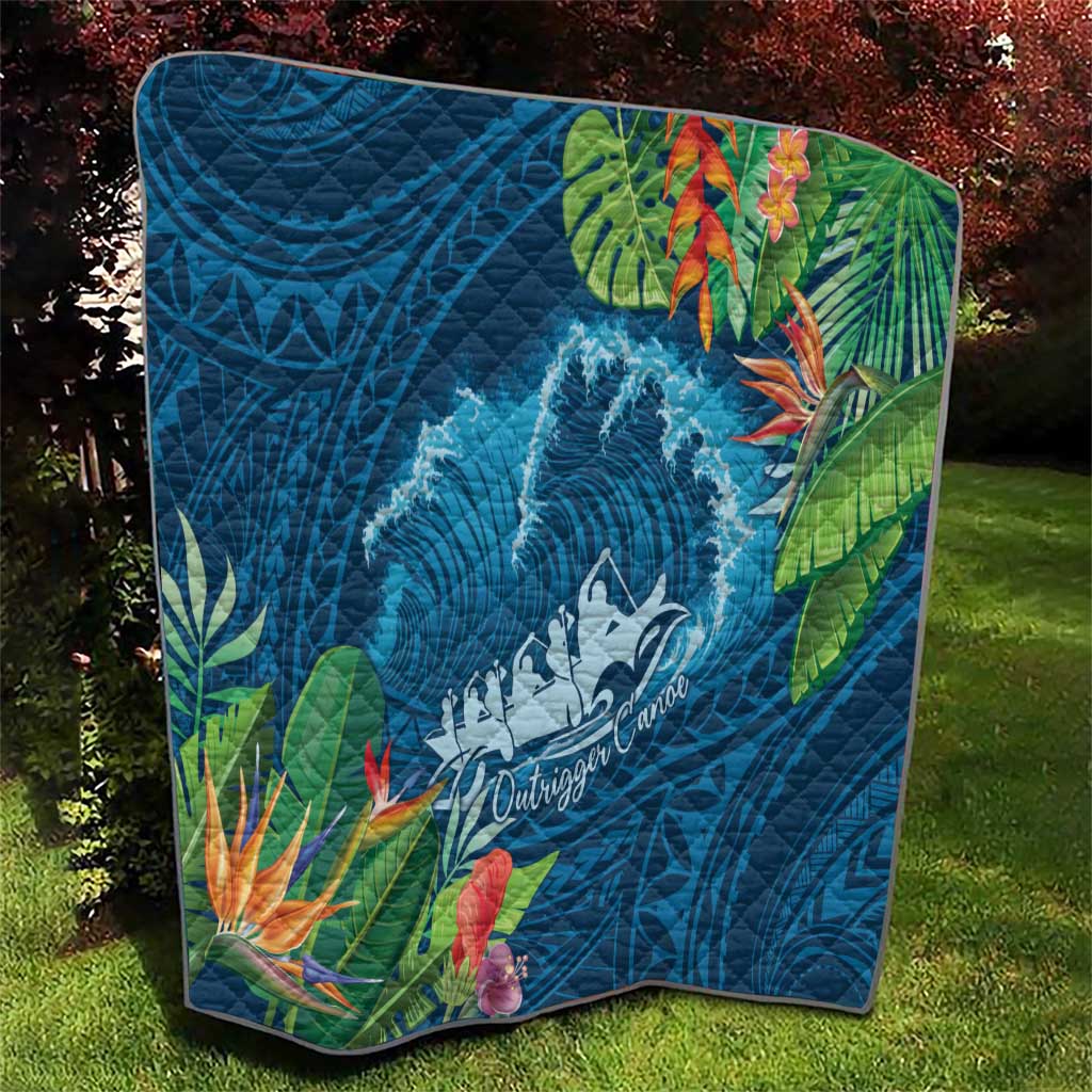 Outrigger Canoe Blue Quilt On The Waves LT7 - Polynesian Pride