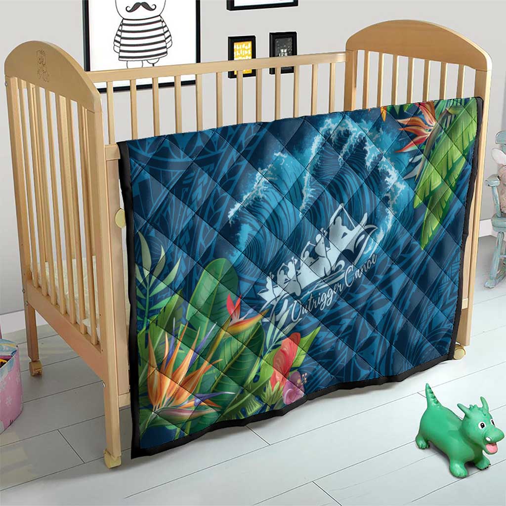Outrigger Canoe Blue Quilt On The Waves LT7 - Polynesian Pride