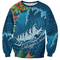 Outrigger Canoe Blue Sweatshirt On The Waves